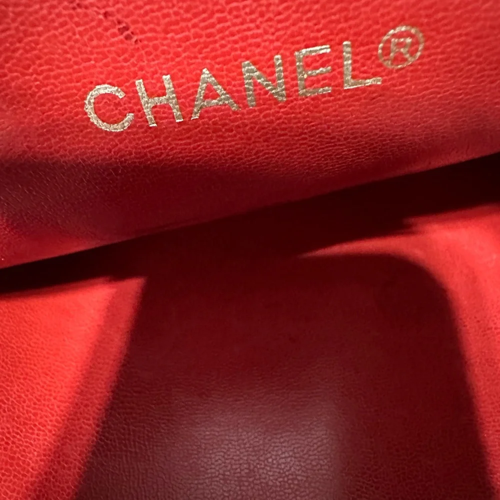 CHANEL❤️🌟0827460 VINTAGE BORDEAUX/RED  LAMBSKIN ALL LEATHER TOTE BAG⭐️ - Picture 10 of 12